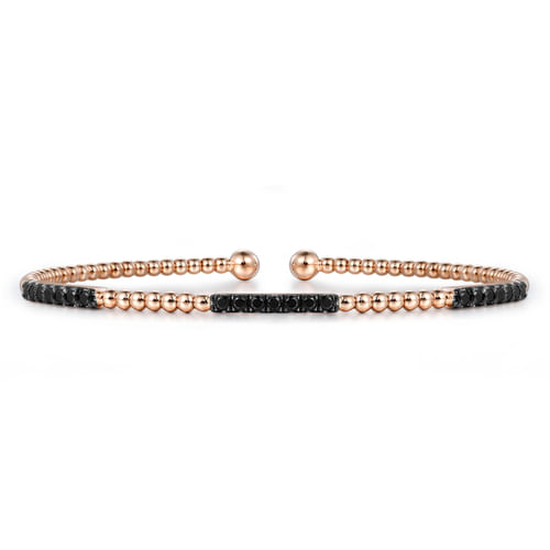 14K Rose Gold Black Diamond Bangle