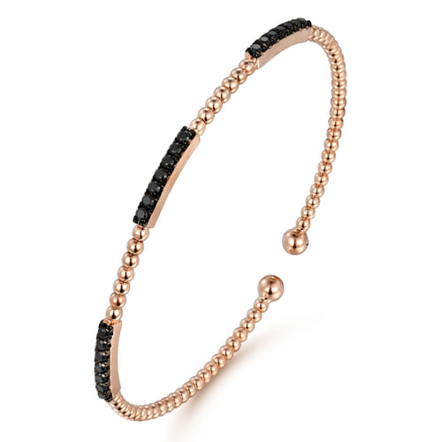 14K Rose Gold Black Diamond Bangle