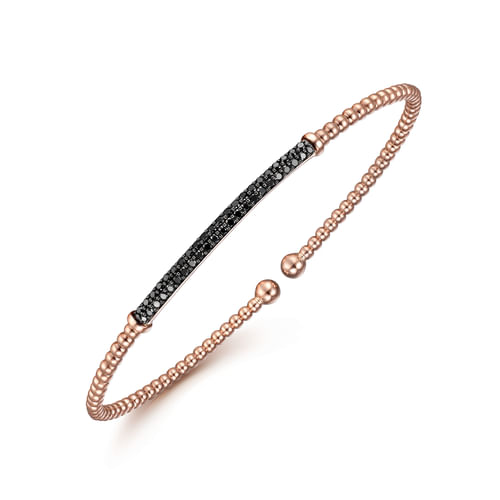 14K Rose Gold Black Diamond Bangle