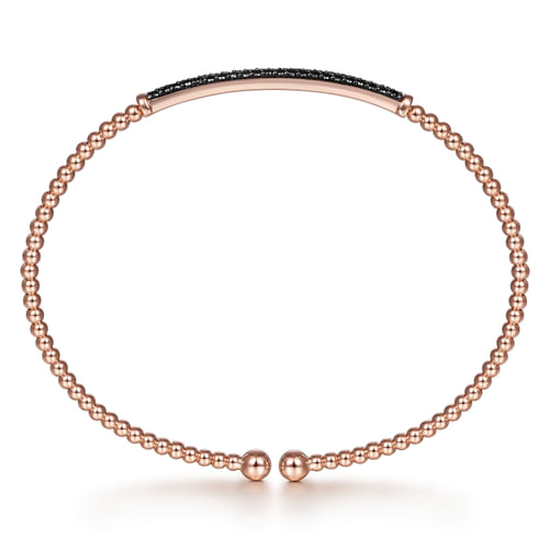 14K Rose Gold Black Diamond Bangle