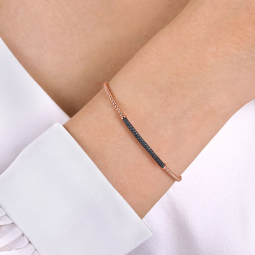 14K Rose Gold Black Diamond Bangle