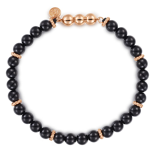 14K Rose Gold Black Onyx Bracelet