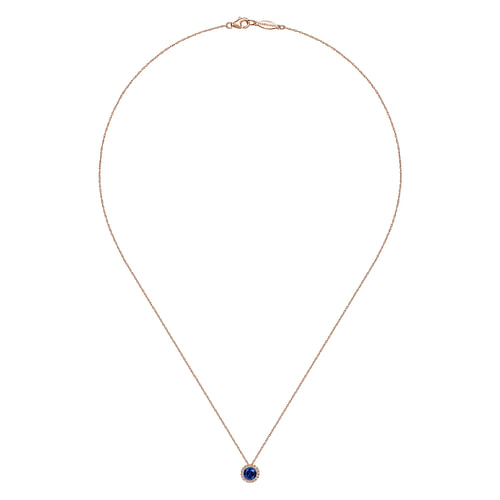 14K Rose Gold Blue Sapphire Pendant Necklace