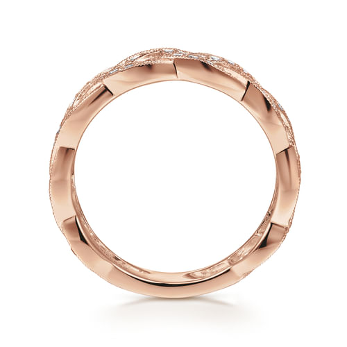 14K Rose Gold Braided Diamond Stackable Ring
