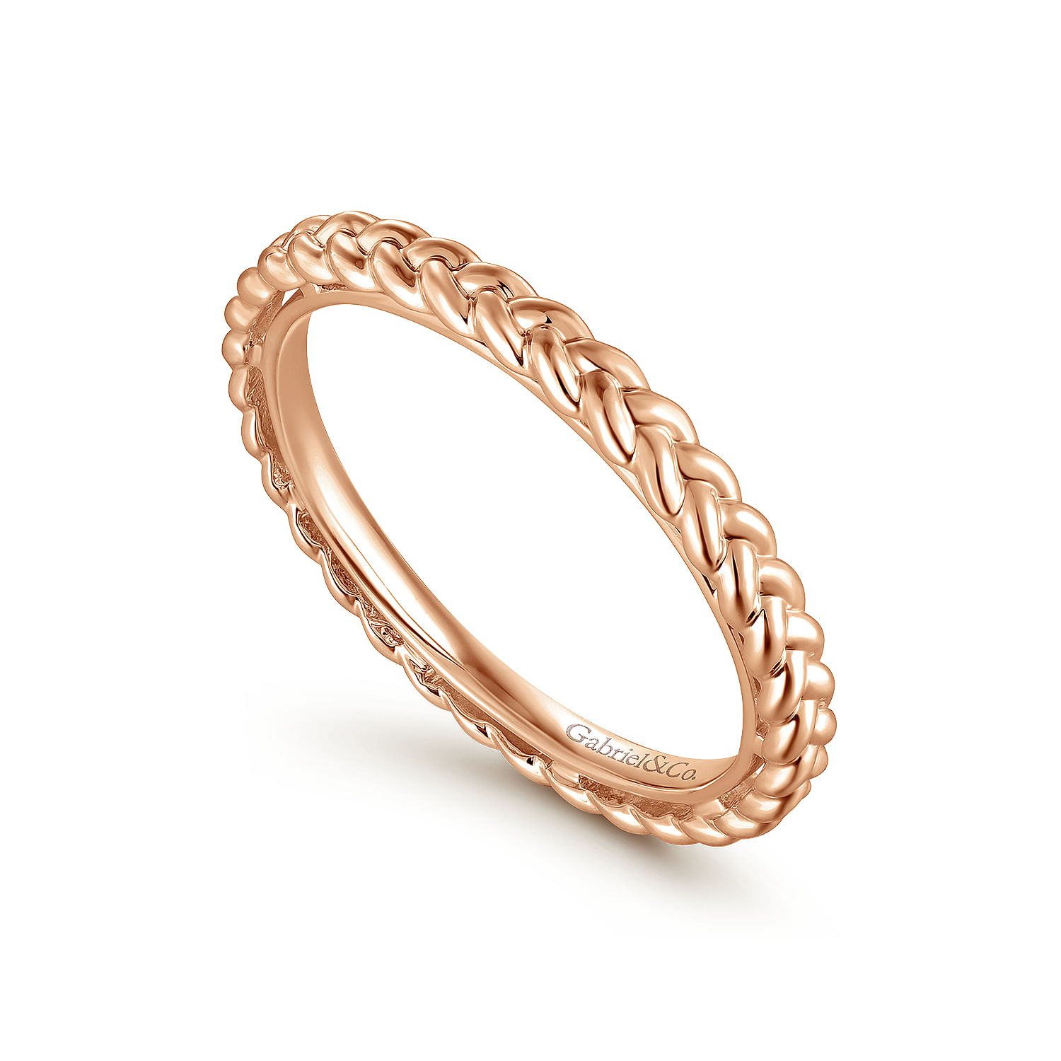 14K Rose Gold Braided Metal Stackable Band