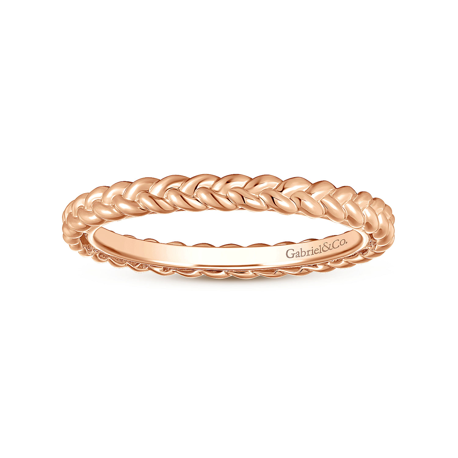 14K Rose Gold Braided Metal Stackable Band