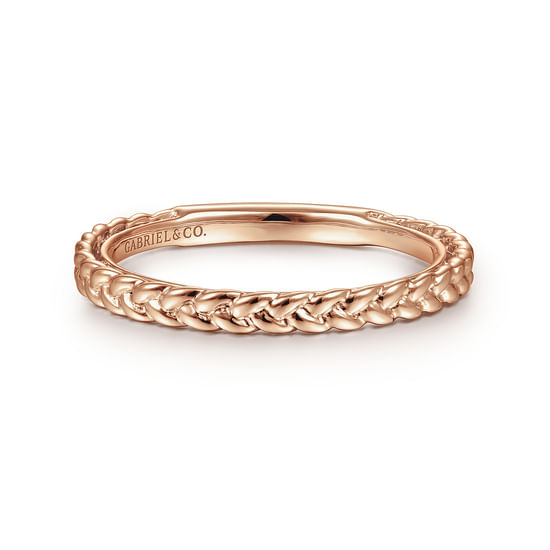 Gabriel - 14K Rose Gold Braided Stackable Ring