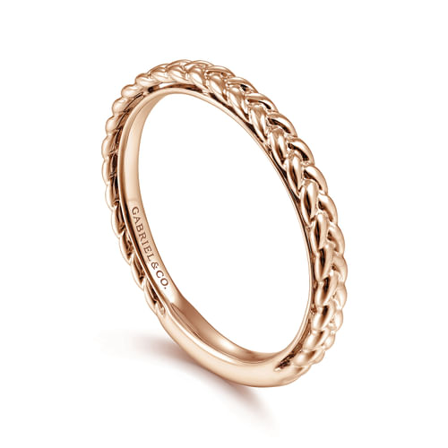 14K Rose Gold Braided Stackable Ring