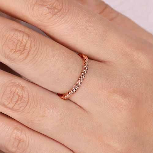 14K Rose Gold Braided Stackable Ring