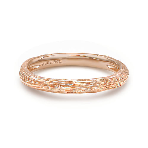 14K Rose Gold Brushed Textured Stackable Band