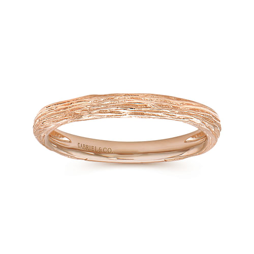 14K Rose Gold Brushed Textured Stackable Band