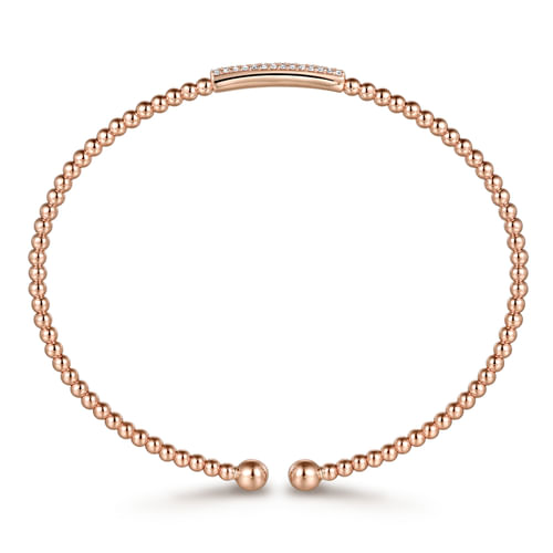 14K Rose Gold Bujukan Bead Bangle with Diamonds