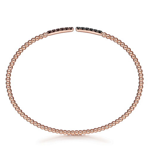 14K Rose Gold Bujukan Bead Cuff Bracelet with Black Diamond Pavé Bars