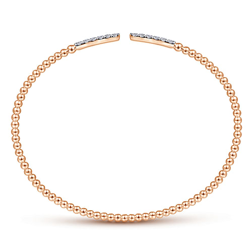 14K Rose Gold Bujukan Bead Cuff Bracelet with Diamond Pavé Bars