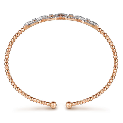 14K Rose Gold Bujukan Bead Cuff Bracelet with Diamond Pav¿ª Links