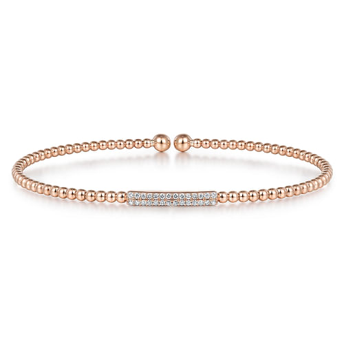 14K Rose Gold Bujukan Bead Cuff Bracelet with Diamonds