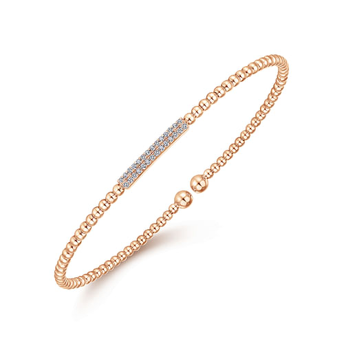 14K Rose Gold Bujukan Bead Cuff Bracelet with Diamonds