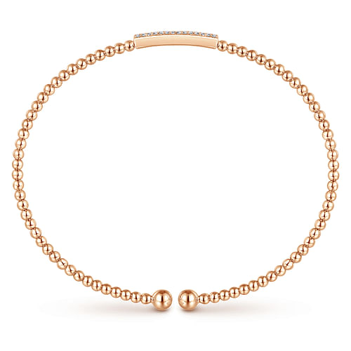 14K Rose Gold Bujukan Bead Cuff Bracelet with Diamonds