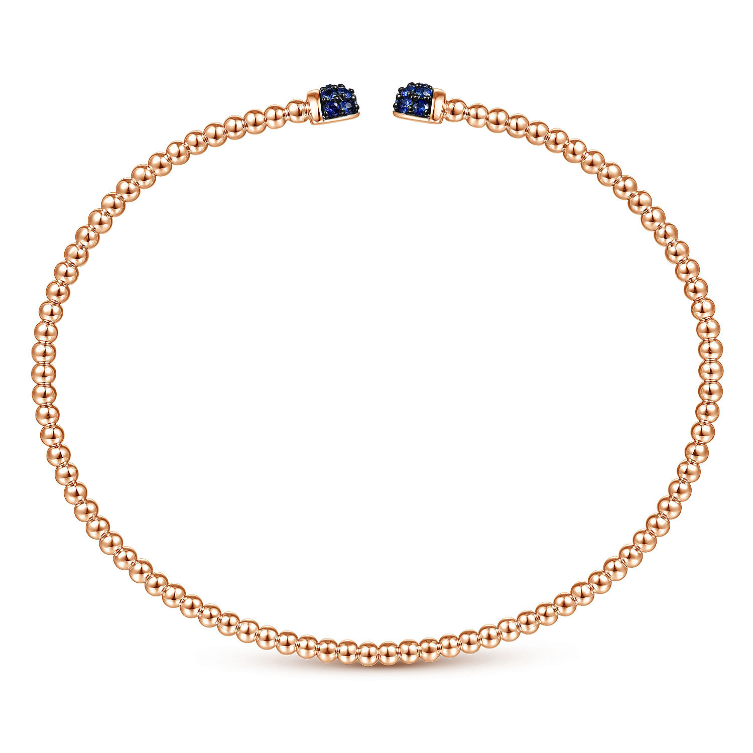 14K Rose Gold Bujukan Bead Cuff Bracelet with Sapphire Pav¿ª Caps