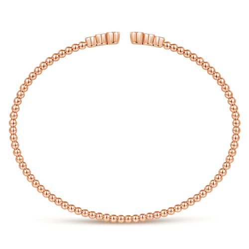 14K Rose Gold Bujukan Bead Split Cuff Bracelet with Bezel Set Diamonds