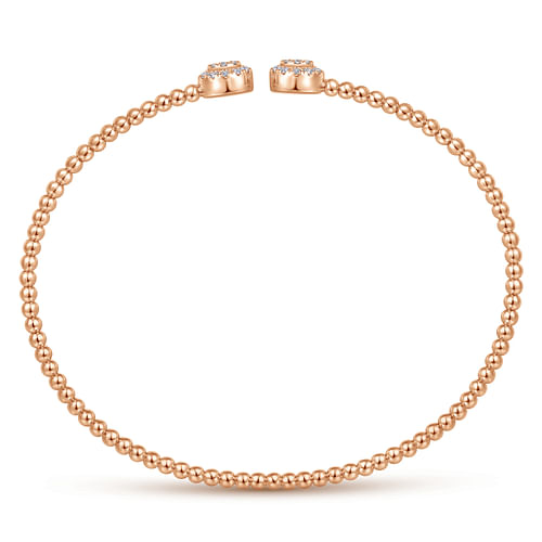 14K Rose Gold Bujukan Bead Split Cuff Bracelet with Round Pavé Diamond Discs