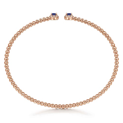 14K Rose Gold Bujukan Bead Split Cuff Bracelet with Sapphire and Diamond 14K Rose Gold Bujukan Bead Split Cuff Bracelet with Sapphire and Diamond