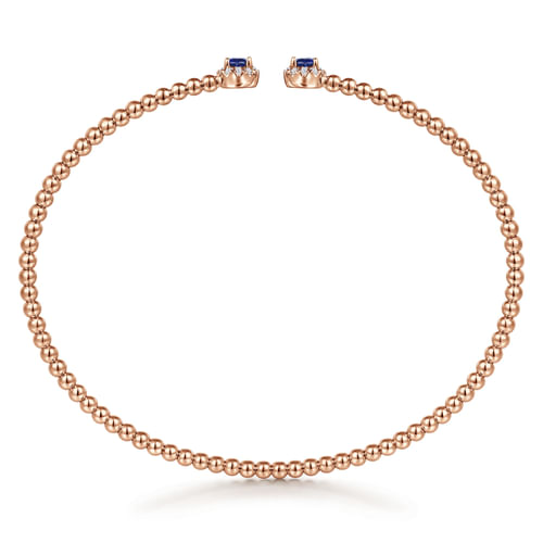14K Rose Gold Bujukan Bead Split Cuff Bracelet with Sapphire and Diamond