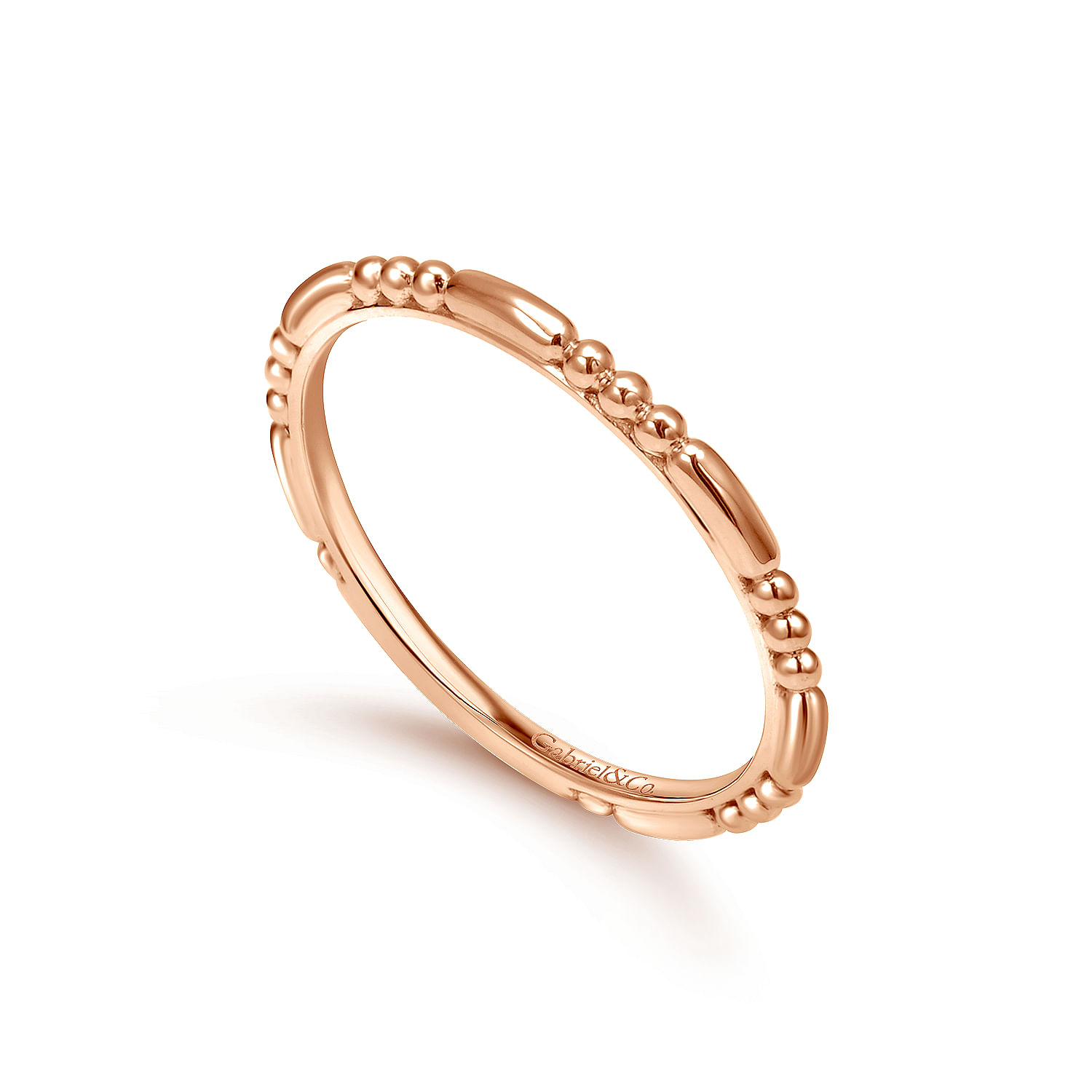 14K Rose Gold Bujukan Bead Station Stackable Ring