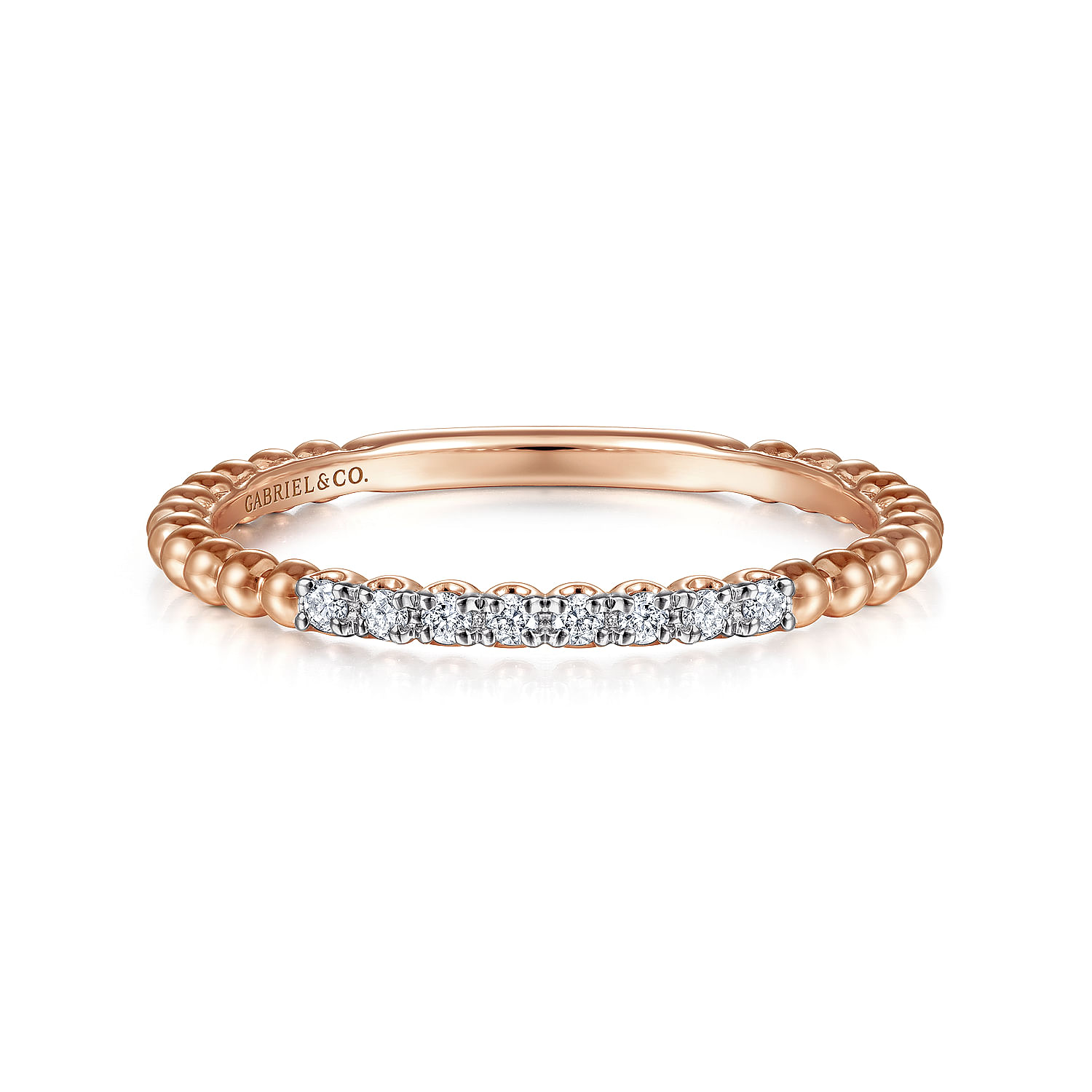 14K Rose Gold Bujukan Bead and Diamond Stackable Ring