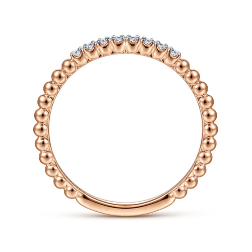 14K Rose Gold Bujukan Bead and Diamond Stackable Ring