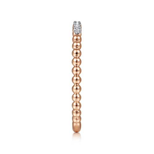 14K Rose Gold Bujukan Bead and Diamond Stackable Ring