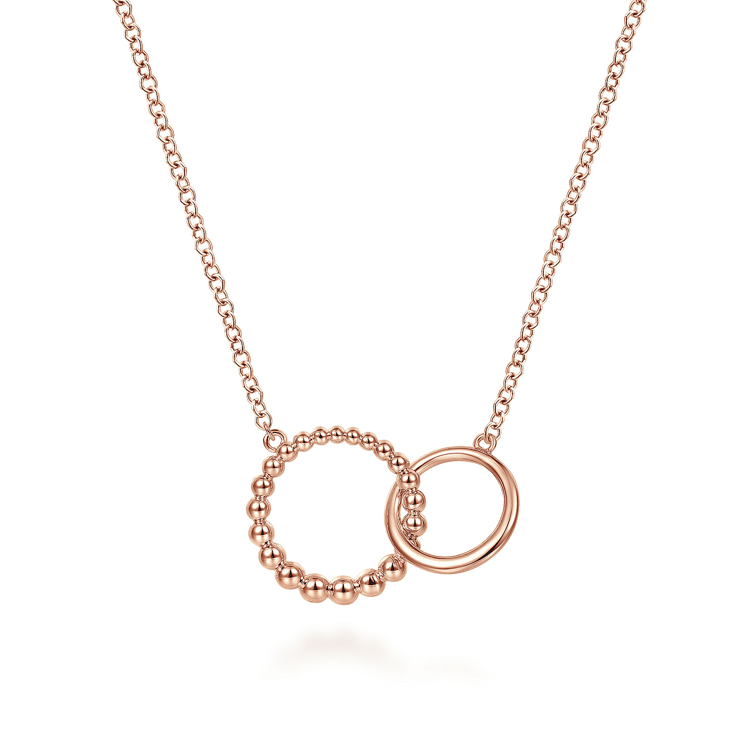 14K Rose Gold Bujukan Beaded Double Circle Necklace