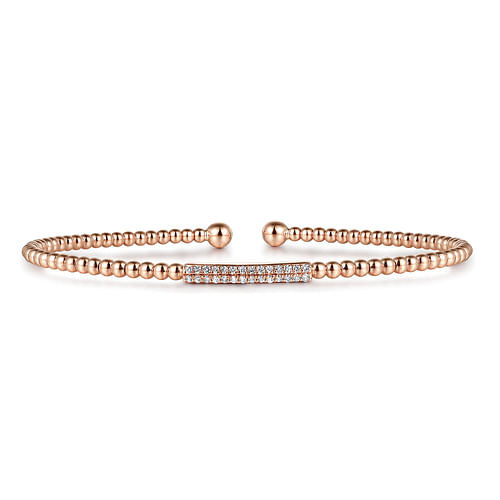 14K Rose Gold Bujukan Cuff Bracelet with Diamonds in size 6.25