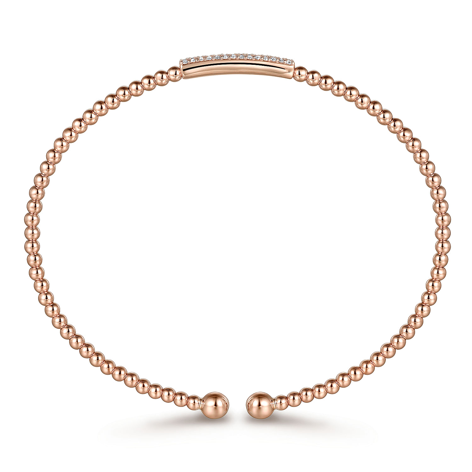 14K Rose Gold Bujukan Cuff Bracelet with Diamonds in size 6.25