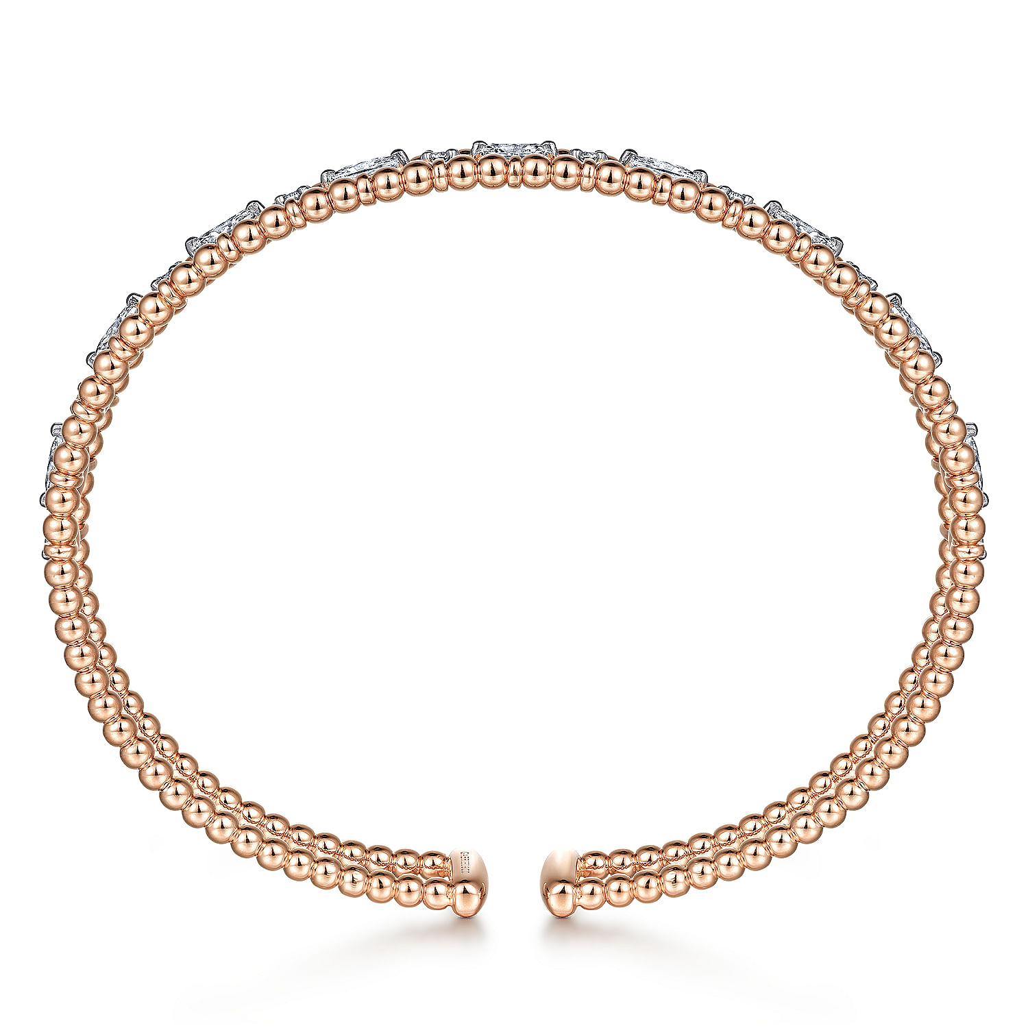 14K Rose Gold Bujukan Cuff Bracelet with Marquise and Round Diamonds