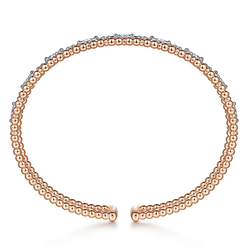 14K Rose Gold Bujukan Cuff Bracelet with Marquise and Round Diamonds