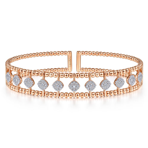 14K Rose Gold Bujukan Diamond Cuff Bangle
