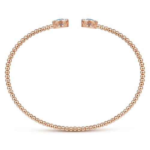 14K Rose Gold Bujukan Diamond Halo and Blue Topaz Bangle