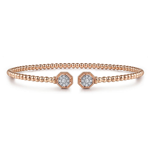 14K Rose Gold Bujukan Diamond Hexagon Split Bangle