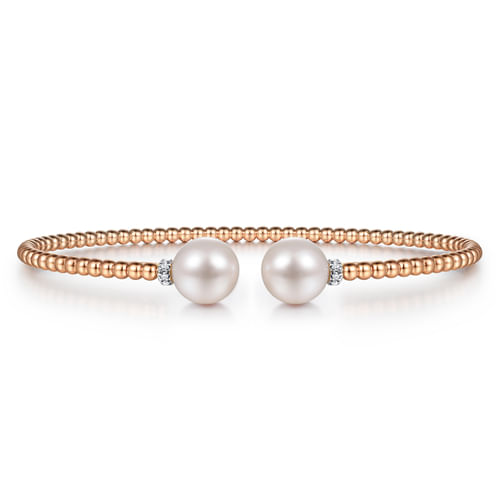 14K Rose Gold Bujukan Diamond and Pearl Split Bangle