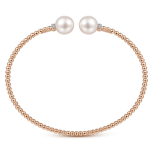 14K Rose Gold Bujukan Diamond and Pearl Split Bangle