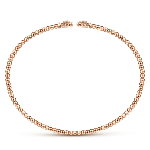 14K Rose Gold Bujukan Split Cuff Bracelet with Diamond Flower Caps
