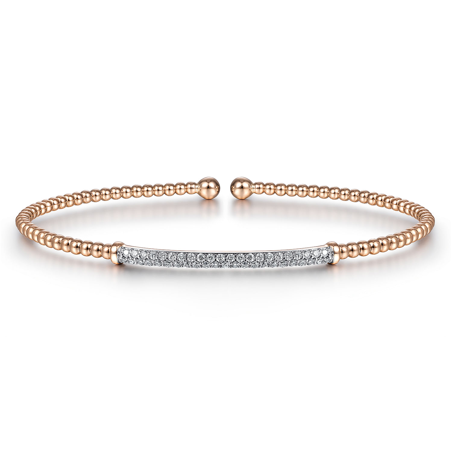14K Rose Gold Bujukan Split Cuff Bracelet with Diamond Pavé Bar