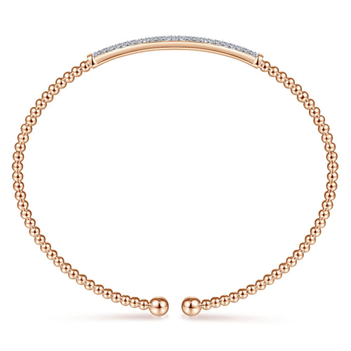 14K Rose Gold Bujukan Split Cuff Bracelet with Diamond Pavé Bar