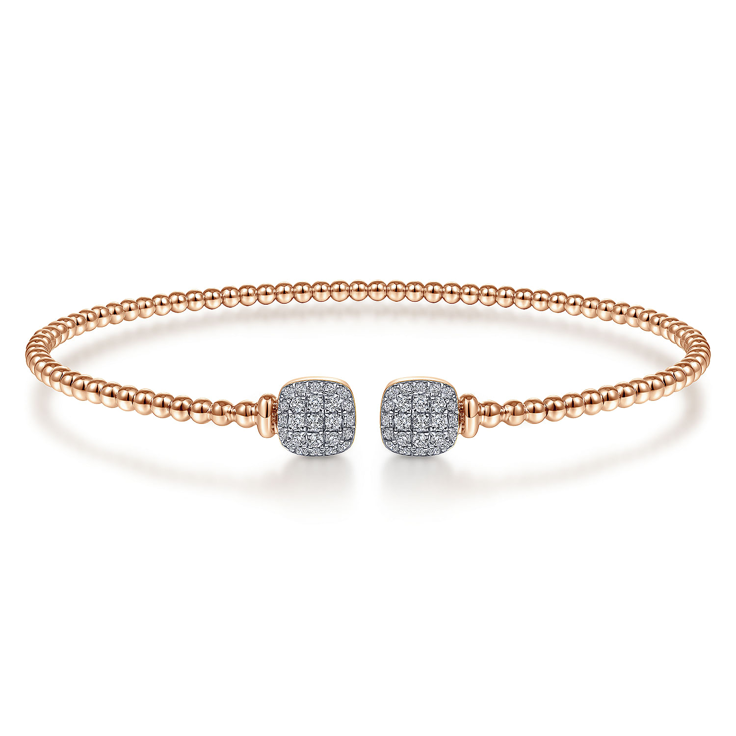 14K Rose Gold Bujukan Split Cuff Bracelet with Pavé Diamond Squares