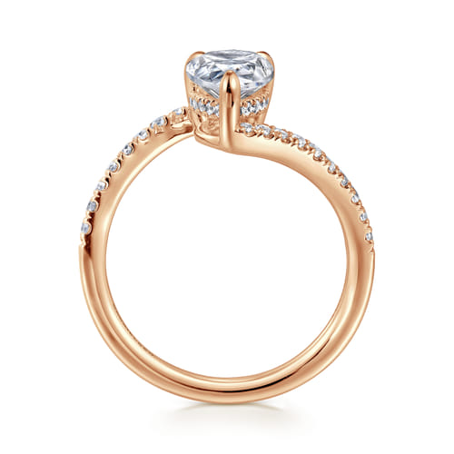 14K Rose Gold Bypass Pear Shape Hidden Halo Diamond Engagement Ring 14K Rose Gold Bypass Pear Shape Hidden Halo Diamond Engagement Ring