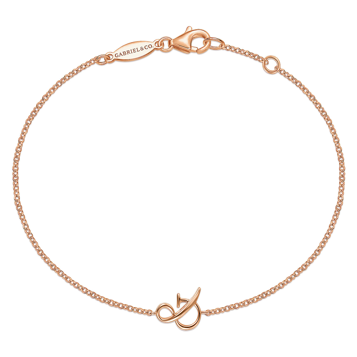 14K Rose Gold Chain Bracelet with & Symbol