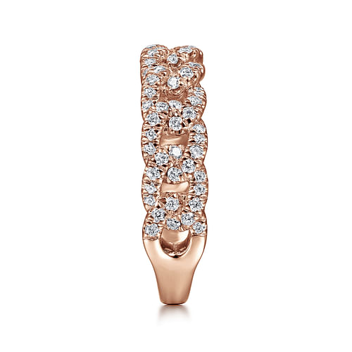 14K Rose Gold Chain Link Stackable Diamond Ring