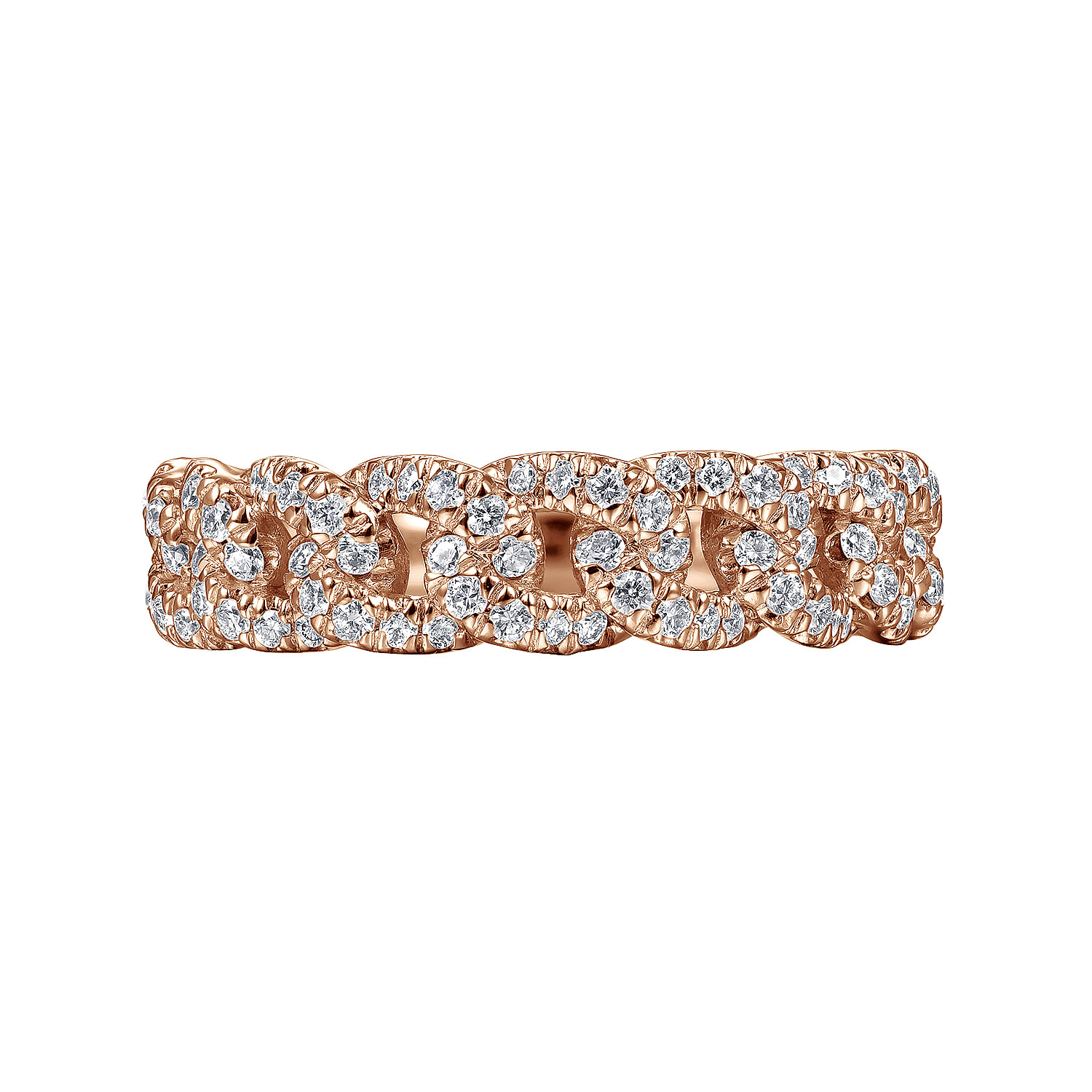 14K Rose Gold Chain Link Stackable Diamond Ring