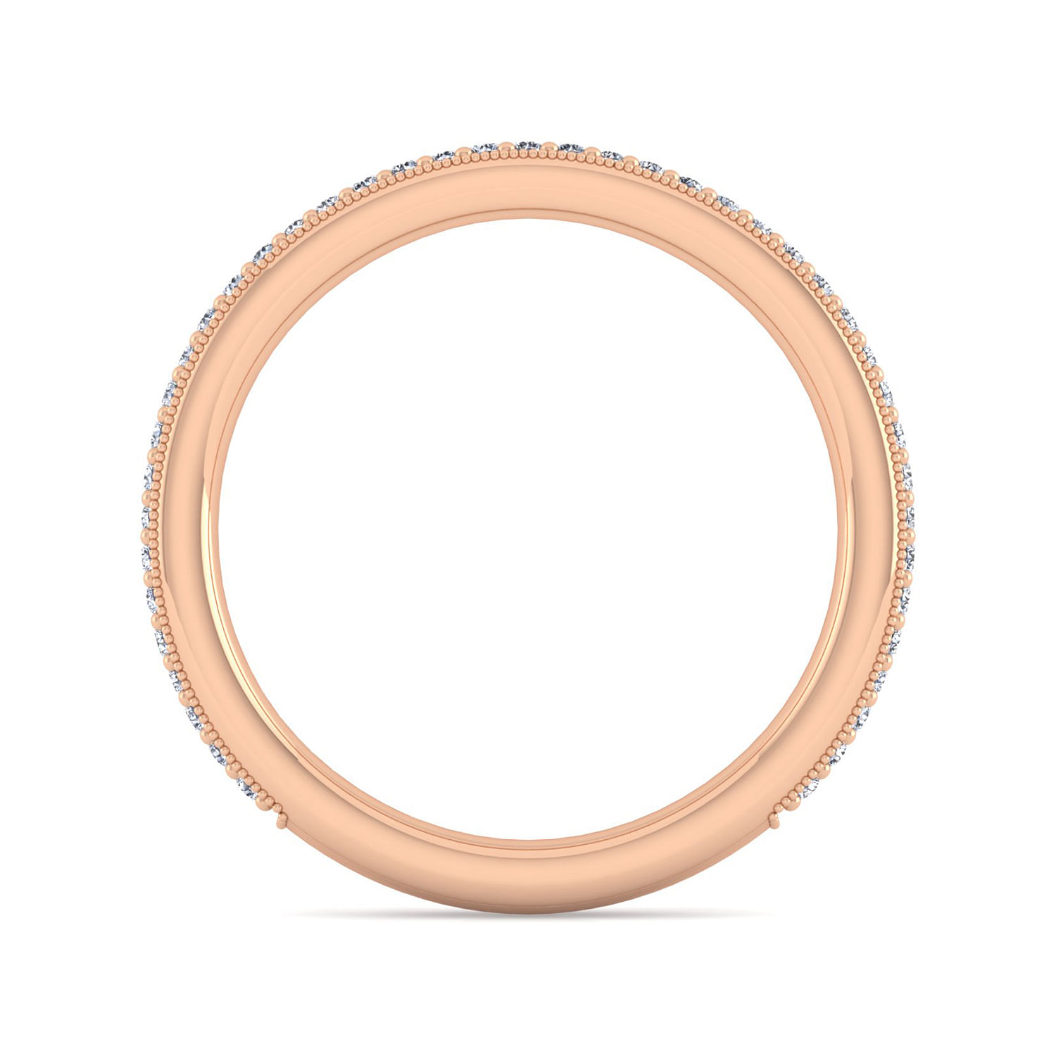 14K Rose Gold Channel Prong Diamond Anniversary Band with Milgrain